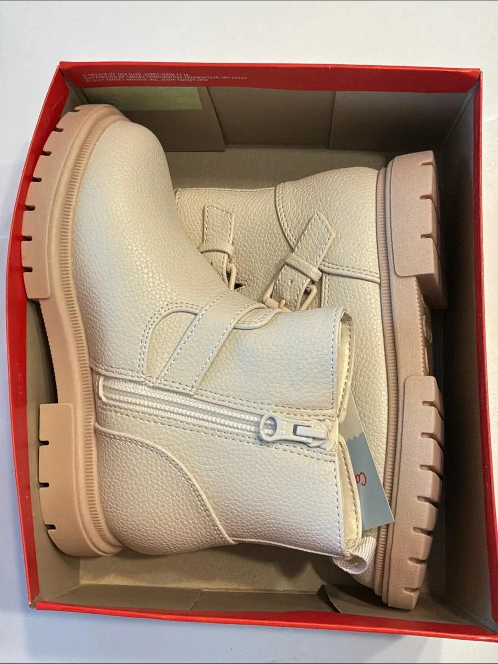 Cat & Jack Toddler Girl Evie Buckle Moto Cream Boots
